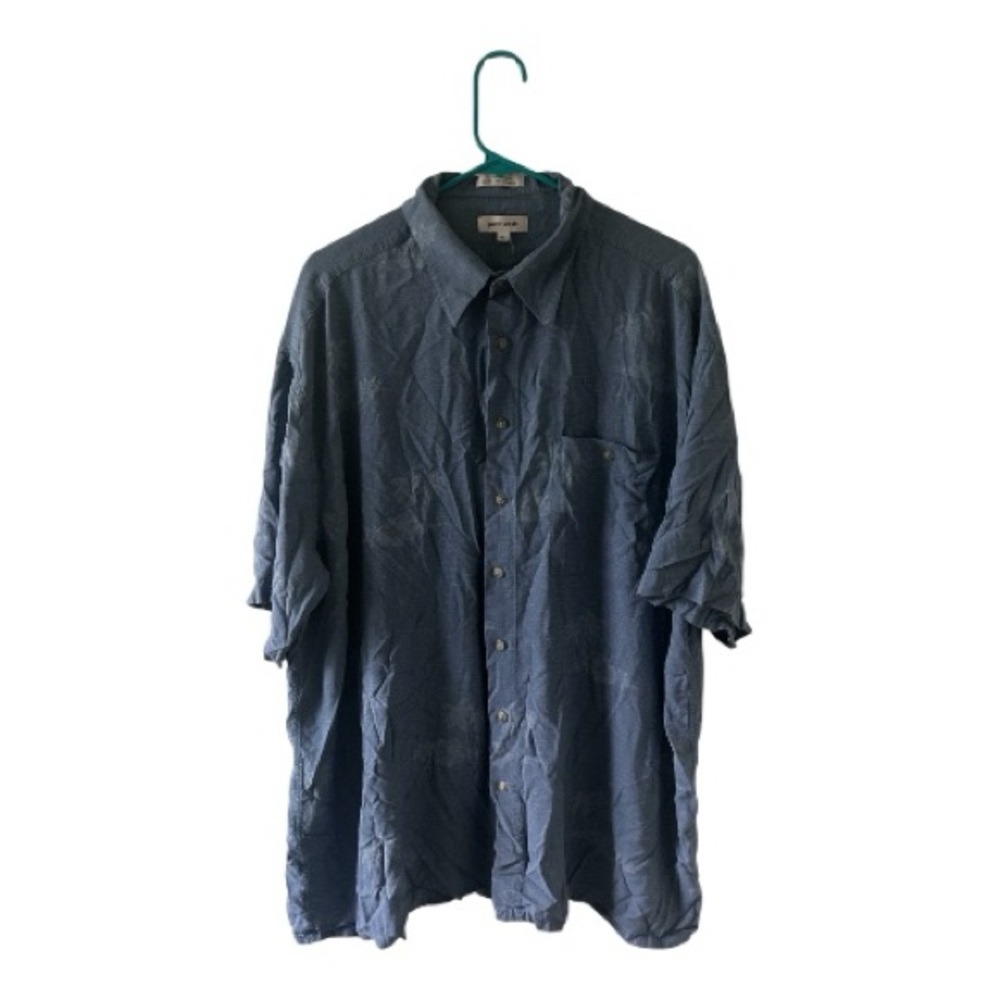 Pierre Cardin 2XLT Blue Rayon Short Sleeve Button Up Tall